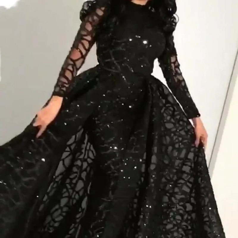 Women party dress Lady Evening Gown женщины длинный рукав блестки беспорядочного поздно платья 