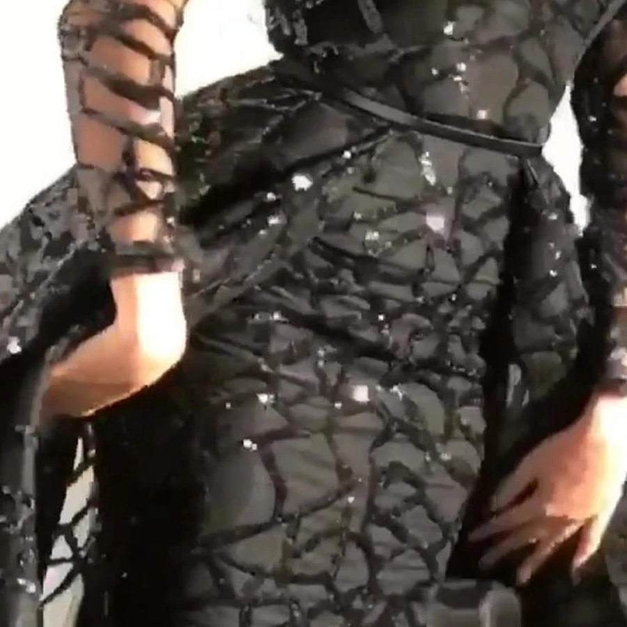 Women party dress Lady Evening Gown женщины длинный рукав блестки беспорядочного поздно платья 