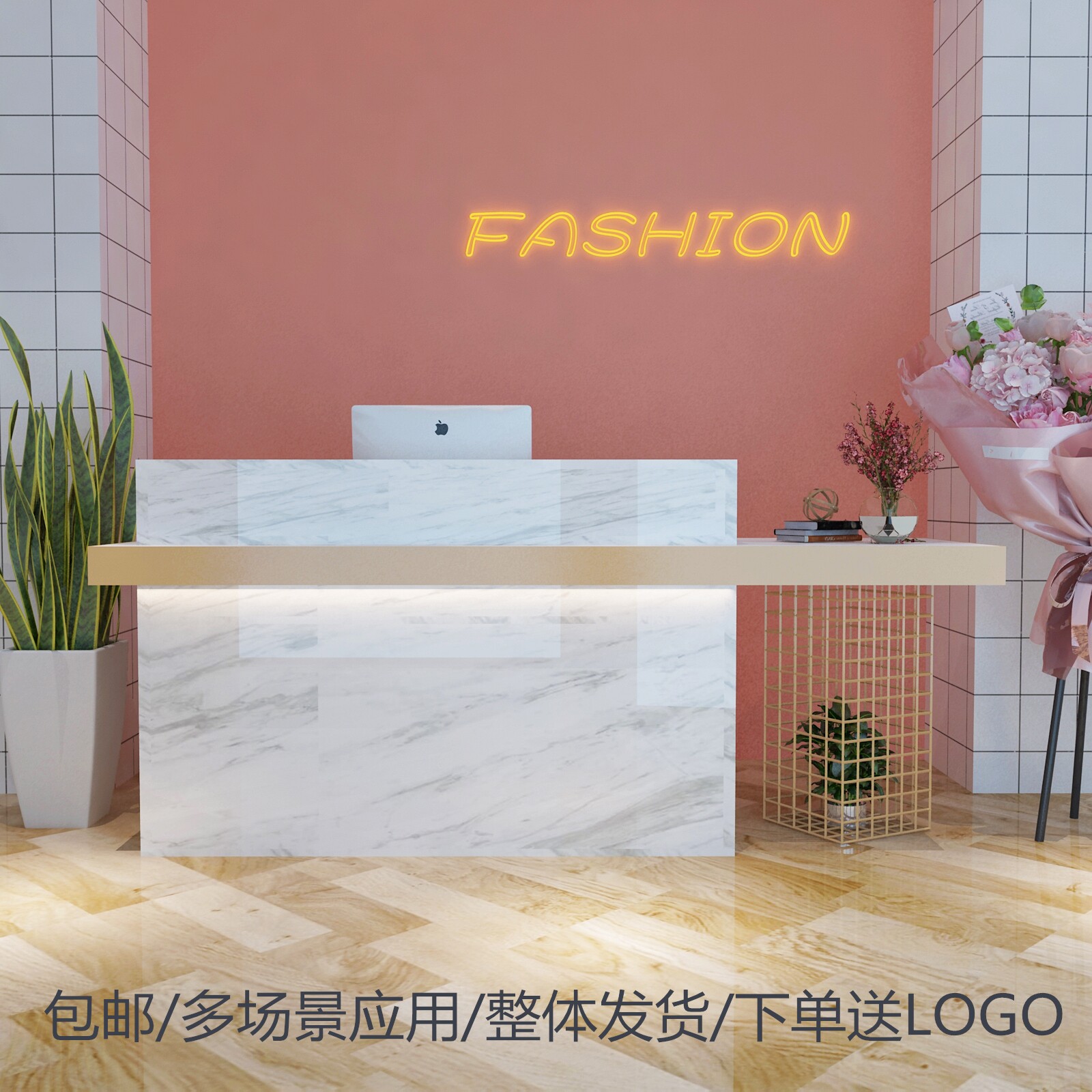 In the Red Cabinet of Simple Modern Beauty Bar Bar counter for Women's Small Clothing Bar