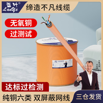 Category 6 Network Cable for Engineering Use, 8-Core Gigabit Oxygen-Free Copper Core Network Cable, Double Shielded Twisted Pair, Home Decoration Network Cable