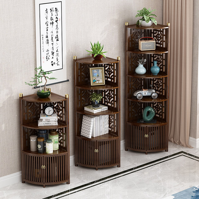 Junwei corner cabinet corner cabinet storage cabinet display cabinet bedroom corner cabinet floor solid wood storage rack