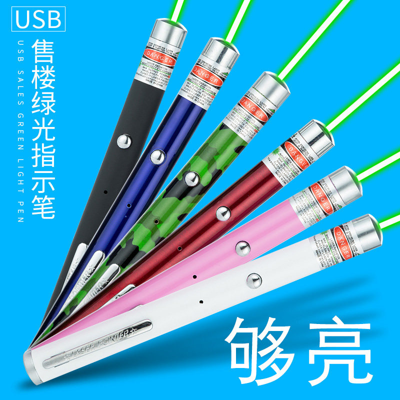 USB Charging Laser Pen Sample House Display Center Sand Pan Pen Green Light Infrared Teaching Whip Trainer Instructions Explain Pen Laser Light