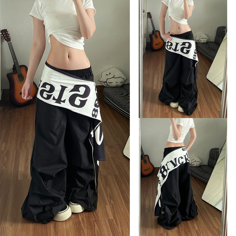 American Hip-Hop Street Dance Detachable Letter Parachute Pants for Men and Women, New Spring and Summer Jazz Dance Wide-Leg Scimitar Pants