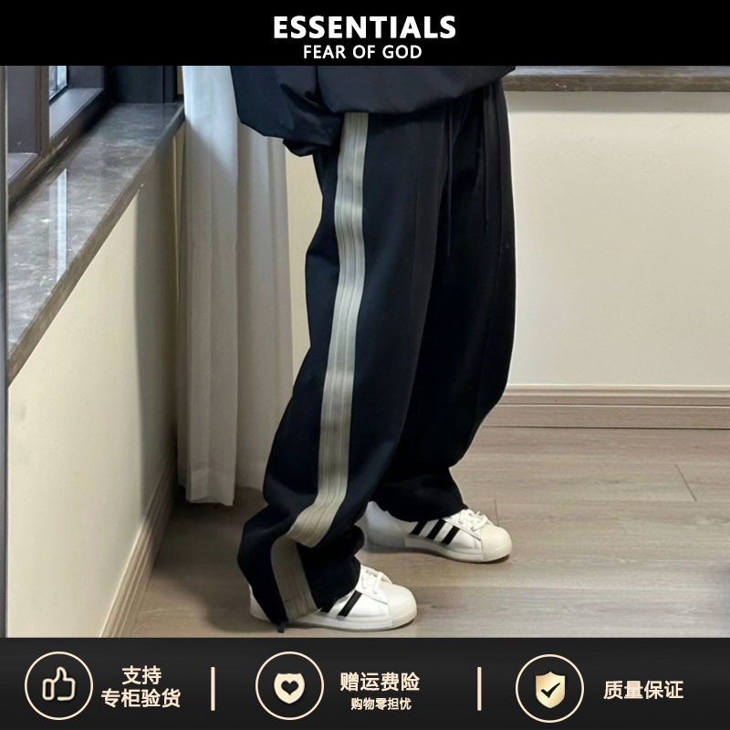 【Supports Inspection】5Zhe Fog Ess Long Pants with Three Stripes, Straight-Leg, Loose-Fitting Jogger Sweatpants Essentials