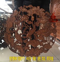 East Yang Wood Carving Pendant Round Solid Wood Fragrant Camphor Wood Living Room Genguan TV Background Wall Lotus Fish Modern Chinese