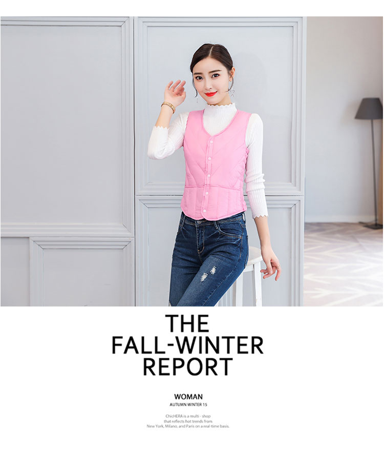 Mùa thu đông mới nhẹ xuống áo vest cotton nữ ngắn cổ chữ V thon gọn giảm béo áo vest cotton ấm áp áo khoác chống nắng nữ