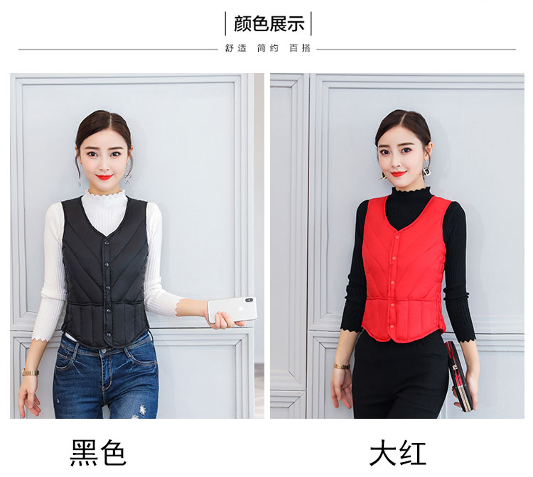Mùa thu đông mới nhẹ xuống áo vest cotton nữ ngắn cổ chữ V thon gọn giảm béo áo vest cotton ấm áp áo khoác chống nắng nữ