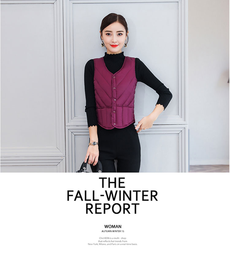 Mùa thu đông mới nhẹ xuống áo vest cotton nữ ngắn cổ chữ V thon gọn giảm béo áo vest cotton ấm áp áo khoác chống nắng nữ