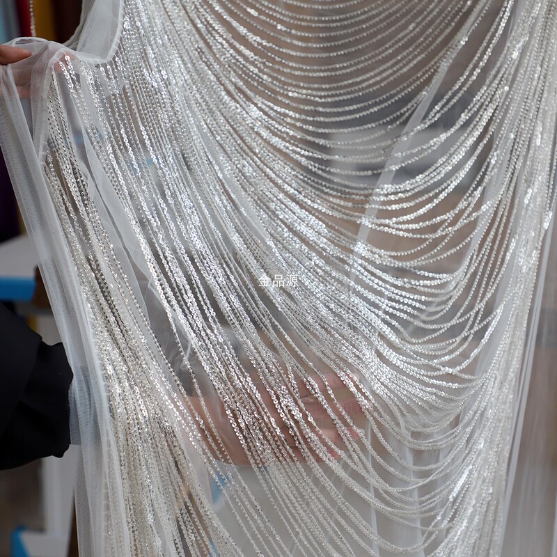 Heavy-Duty Tassel Sequin Fabric, Handmade DIY Curtain, Wedding Dress, Lace Trim, Accessories, Clothing Designer Fabric