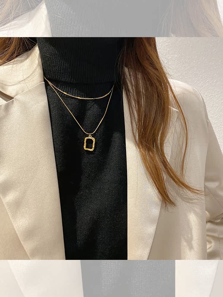 Double-layer stacked strap necklace female 2021 new ins all-match jewelry sweater chain autumn and winter long pendant clavicle chain
