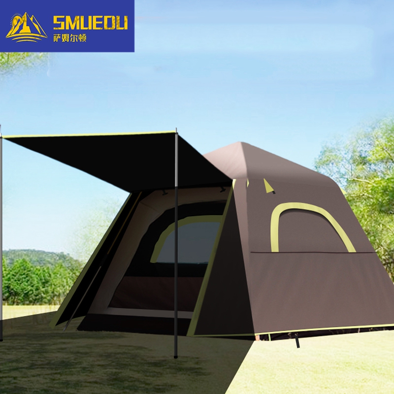 SMUEDU tent outdoor thickened rainproof automatic quick-open camping rainproof sunscreen 3-4 people convenient camping