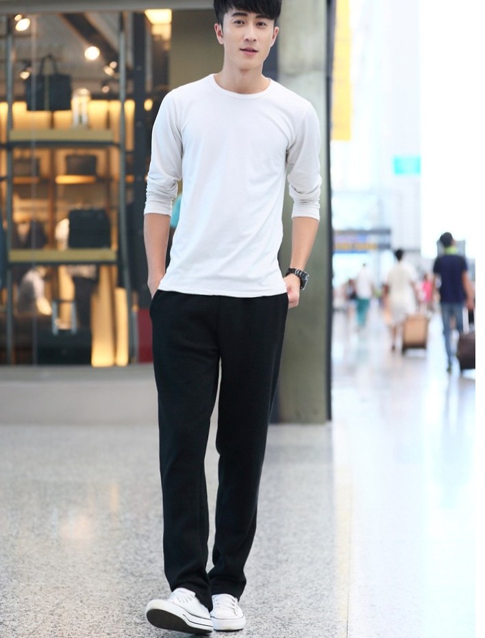 Mùa thu và mùa đông cộng với quần nhung dày thể thao nam quần cotton giản dị mùa xuân và mùa hè mẫu quần lỏng XL chạy thẳng quần thể thao nam