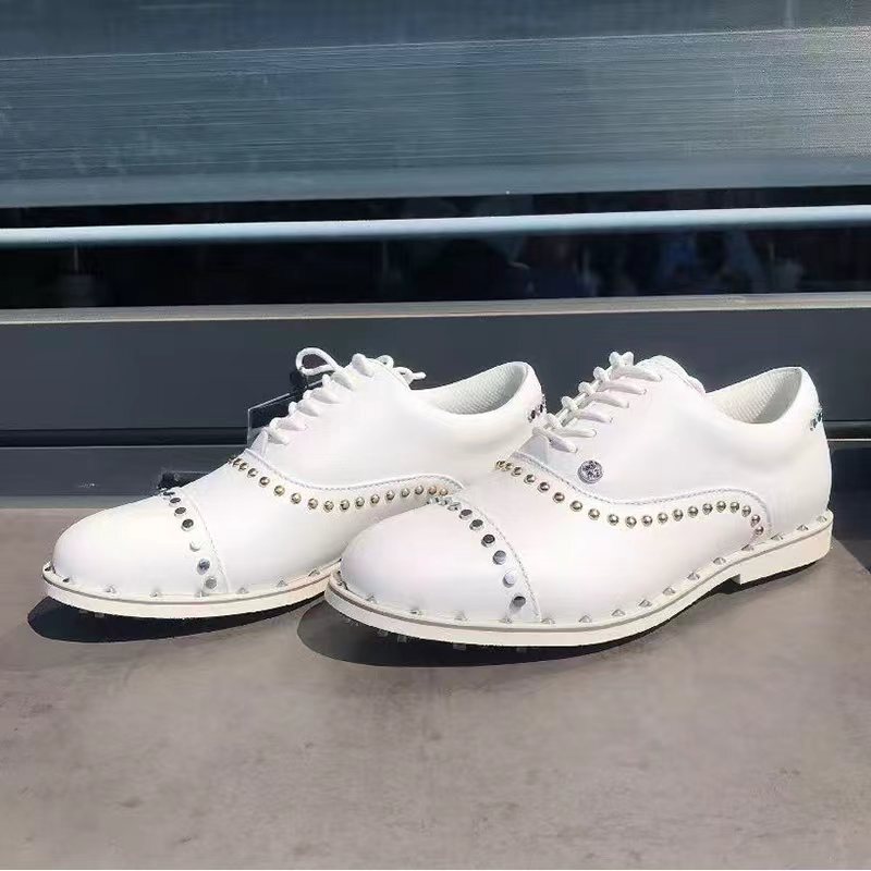 G4 Golf Shoes, Golf Casual Sports Shoes, Comfortable, Breathable, Waterproof, Spiked, Non-Slip, Rivet Women's Leather Shoes, White G4 Golf Shoes, Golf Casual Sports Shoes, Comfortable, Breathable, Waterproof, Spiked, Non-Slip, Rivet Women's Leather Shoes, White
