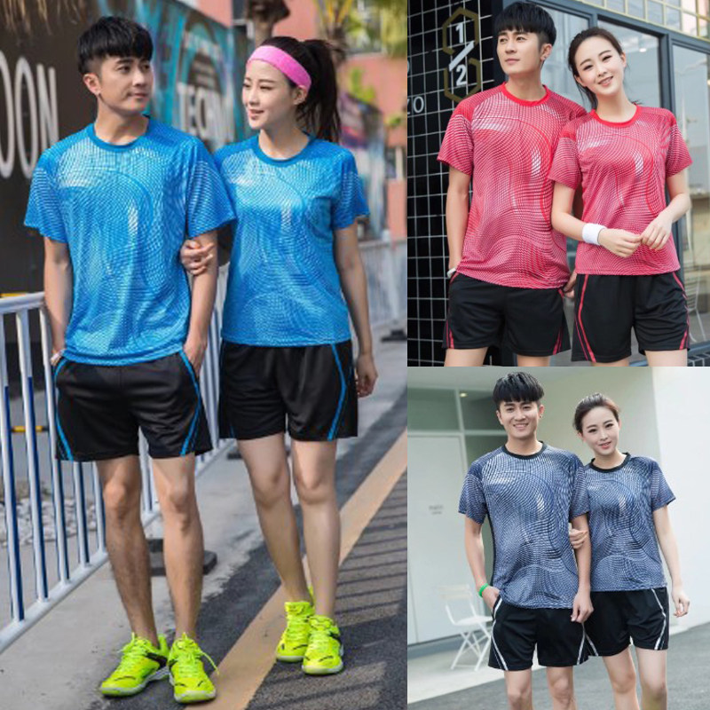 2018 new mistress fitted jade Yuyu fan speed dry breathable badminton suit men and women suit short sleeve T-shirt shorts