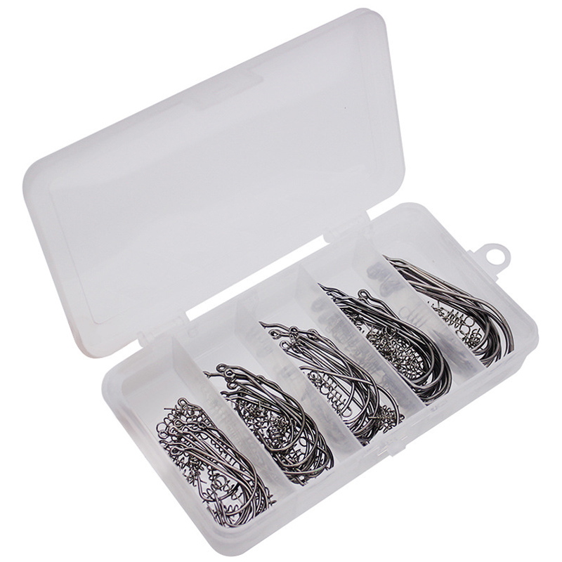 Crank hook lock needle set 50 pieces Soft bait single hook Soft maggot soft hook Texas Fishing Set Fishing gear Sea fishing accessories