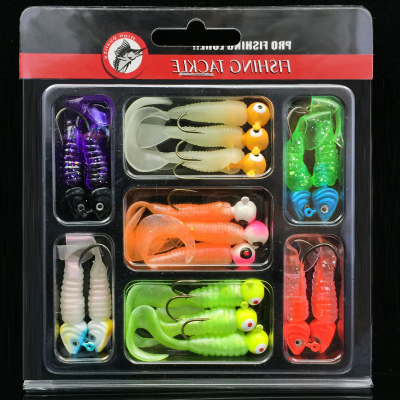 Luya Soft Bait soft maggot set 17 Soft Bait 17 small lead hook Luya bait fishing gear fishing sea fishing supplies