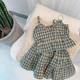 Female treasure 2023 summer new Korean style plaid camisole skirt two-piece set little girl skirt suit foreign style