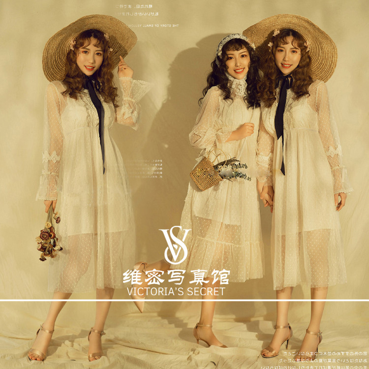 Photo studio new girlfriends theme photo clothing beautiful lace dress sister dress exhibition photography clothing