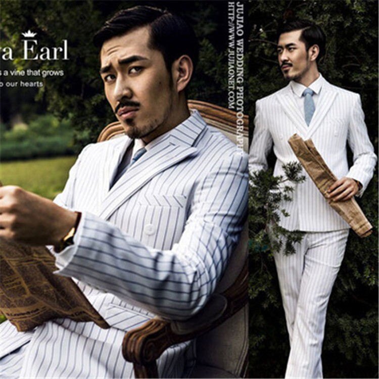 Photo Gallery Photo Clothing Men's Han's Version of the suit Performance out of the stage to host Western-style suit pants Two sets