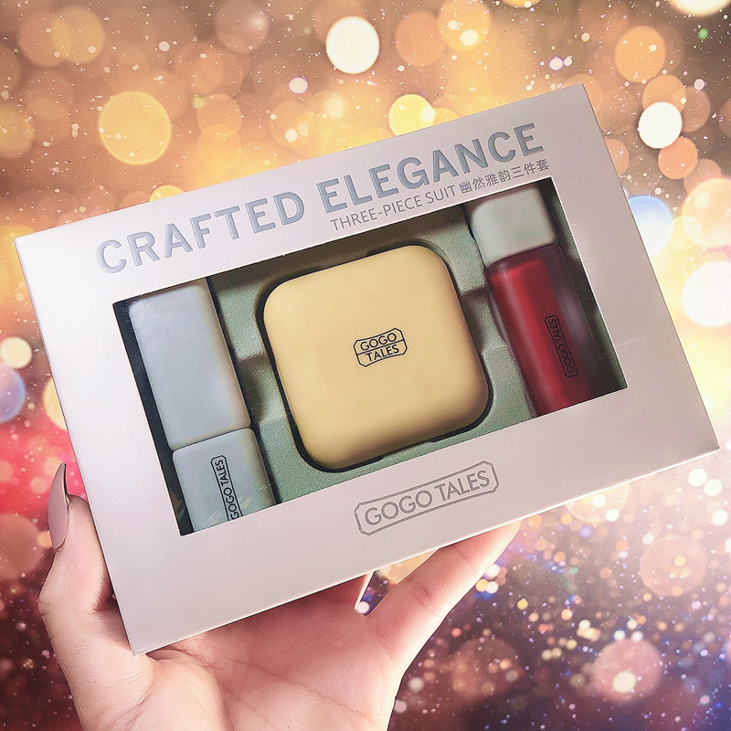 National Cargo Light Gogo Dance Elegant Rhyme Three Sets Of Lipstick Red Lip Glazed Milk Diamonds High Light Suit Parity