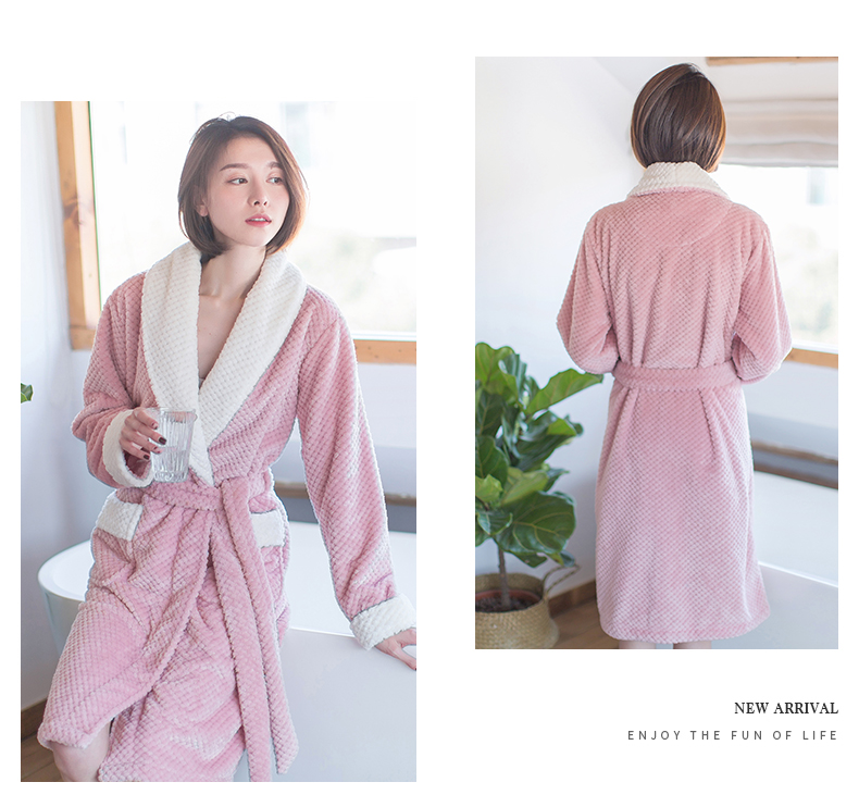 Áo ngủ nữ mùa đông flannel dày dài lỏng lẻo kích thước lớn lông cừu áo choàng tắm nam đôi áo choàng tắm dịch vụ nhà đồ ngủ hình thú