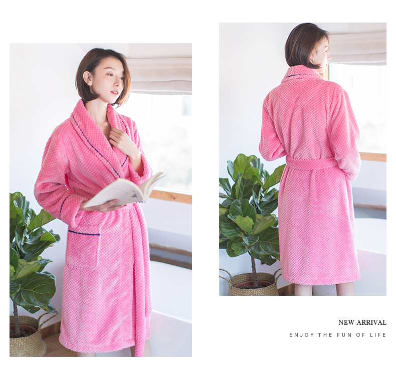 Áo ngủ nữ mùa đông flannel dày dài lỏng lẻo kích thước lớn lông cừu áo choàng tắm nam đôi áo choàng tắm dịch vụ nhà đồ ngủ hình thú