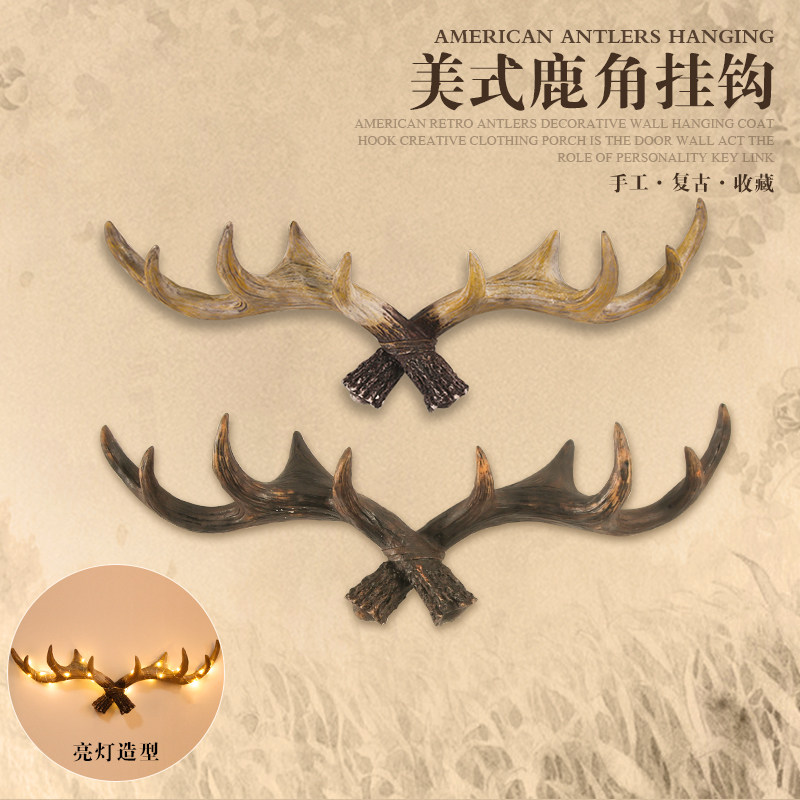 American Countryside Deer Corner Decoration Wall-mounted Clothes Hat Rack Creative Clothing Shop Genguan Retro Doorway Wall Key Hook