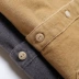 Mỹ thường nặng áo cotton dày nhung áo sơ mi nam retro cổ áo nhỏ cổ áo màu xanh nhung áo căng áo sơ mi nam ngắn tay hàng hiệu Áo