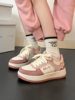 Pull-Back Shoes for Women, Autumn 2025 New Versatile Popular Style, Student Thick-Soled White Shoes, Peach Pink Casual Sneakers