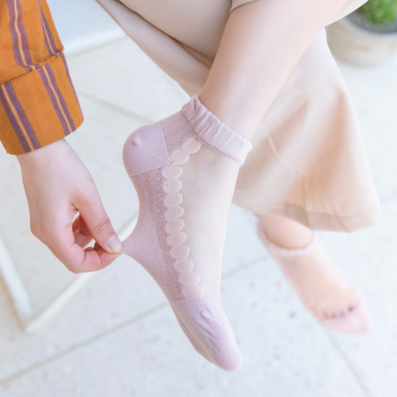 Pregnant Woman Socks Spring Summer Korean version Short Sox pine mouth No letoe mesh breathable deodorant pure color Air-conditioned Room Moon Socks