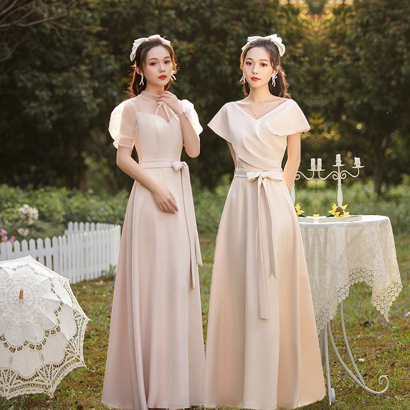 Wedding Bridesmaid Dress 2026 Winter Slimming and Figure-Flattering Simple and Elegant Banquet Dress for Women, Light Luxury, Niche and High-End Feel