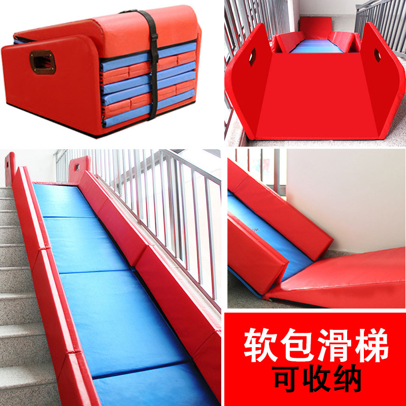 Children Stairs Feel Integrated Slide Ladder Software Chute Combined Toy Folding Slide Slides Home Kindergarten Room Soft Bag