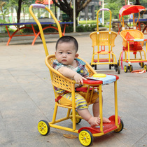 Grandma Bridge Bamboo and Rattan Baby Trolley Baby Summer Rattan Chair Children Light Bamboo Imitated Vine Trolley Car Rattan