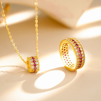 Sand gold dot diamond flash bracelet red corundum passepartout