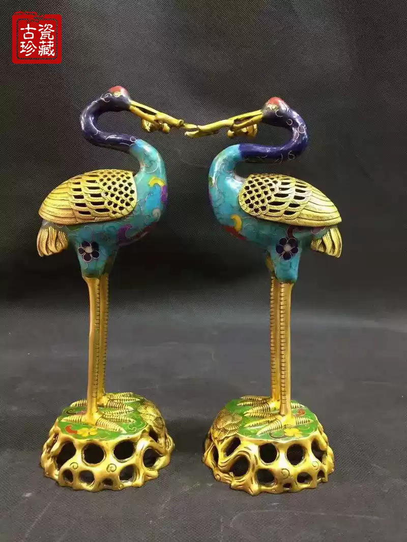 纯铜掐丝景泰蓝仙鹤熏香炉仙鹤献瑞香炉摆件家居室内香熏炉