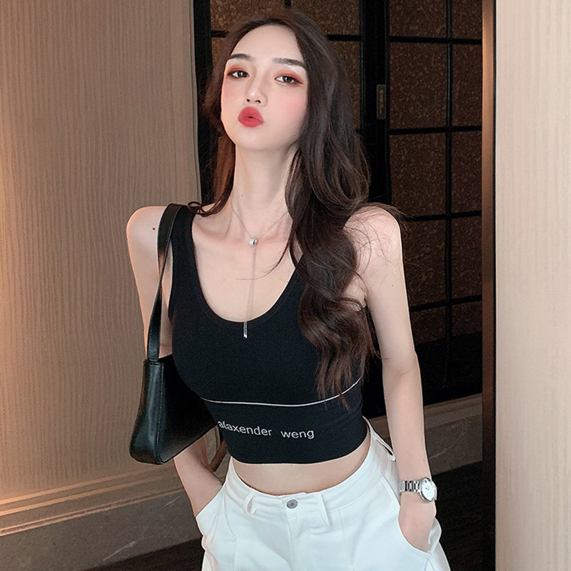 Super Fire Black Sports Beauty Handle Vest Within Brush Brush Couple Summer Wear Short Spicy Girl Cover