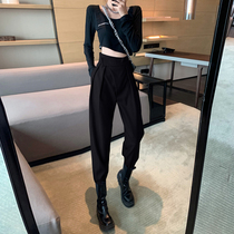 Black overalls women thin high waist suit pants summer 2021 new straight loose casual harem pants