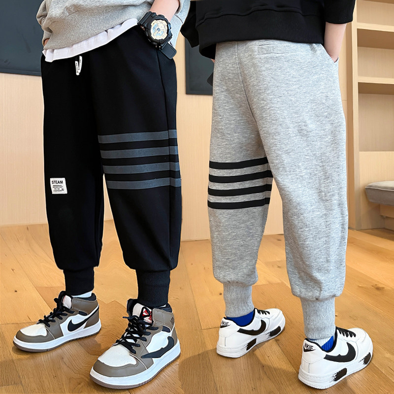 Boys' four-bar trousers sports trousers big boy fat children's clothing leggings tide handsome and fashionable fried street trousers