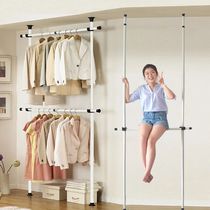 Korean coat rack floor-to-ceiling bedroom simple clothes shelf multi-function hanger single pole indoor balcony drying rack