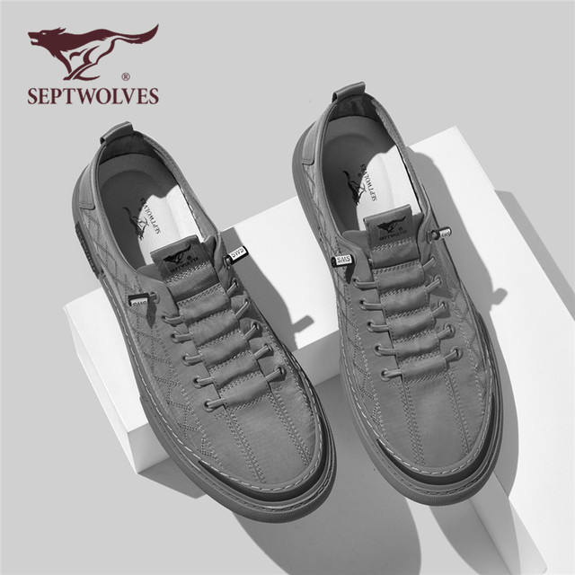 Septwolves ice silk cloth shoes men's spring slip-on niche casual sneakers gray trendy shoes new men's canvas shoes