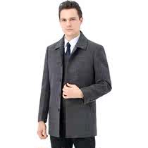 Middle-aged and elderly double-sided cashmere coat male Winter lapel can take off feather coat fathers woolen coat