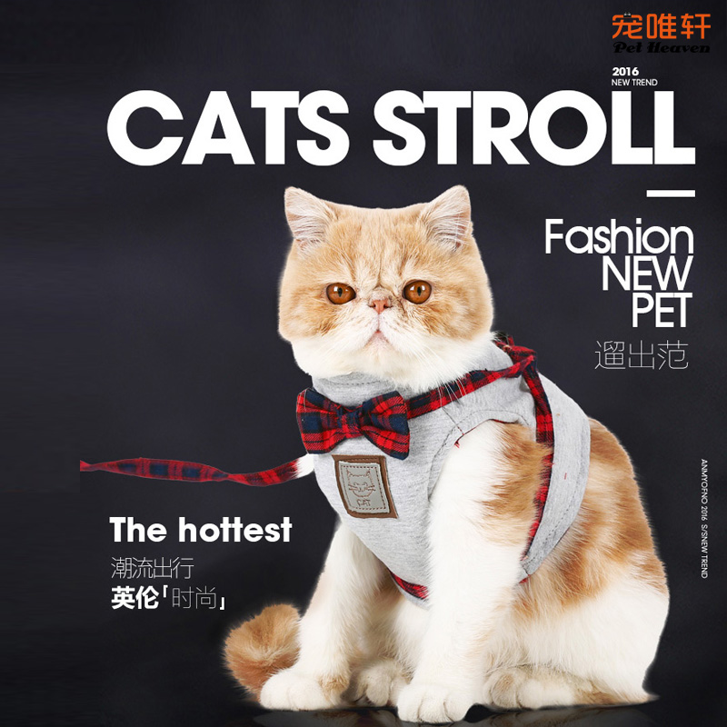 Kitty Traction Rope Anti-Earn Off Collar Walk Cat Rope Vest Style Cat Chain Sub-Cat Chest Strap Cat Traction Belt Cute-Taobao