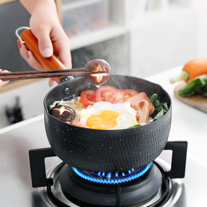 Japan imported MUJIΕ household baby food supplement pot baby snow pan induction cooker gas instant noodles non-stick pot small