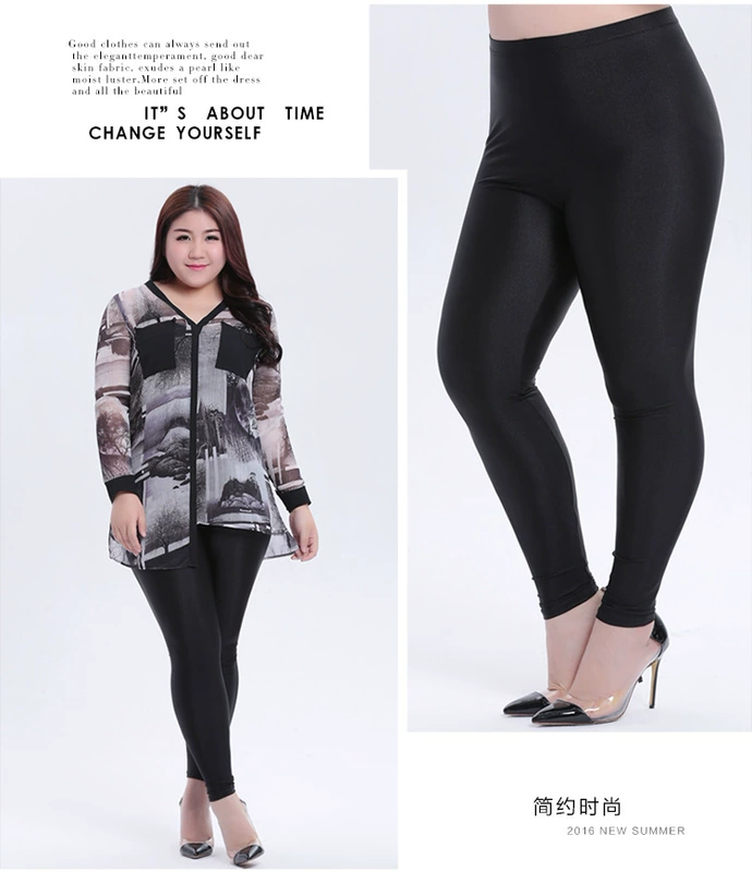 Quần lưng cao cộng với phân bón Quần legging XL nữ cộng với nhung dày mùa thu và mùa đông quần bóng ấm mỡ mm200 kg