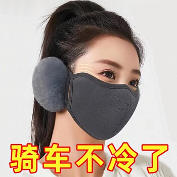 Winter Ear-Warming Mask for Women, Windproof and Ear-Protecting, Integrated Cycling Plush Thickened Anti-Freeze and Anti-Cold Earmuffs, Two-In-One
