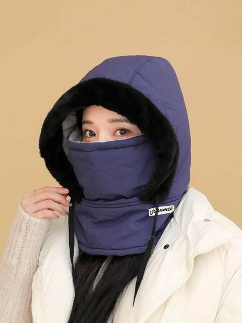 Hat Women's 2025 New Winter Ear Protection Warmth Thickened Coldproof Antifreeze Plush All-in-One Full Face Cycling Windproof Hat