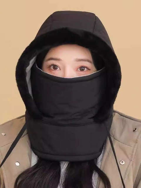 Winter windproof and warm hat for women's cycling anti-freeze and cold-proof thickened neck protector plush neck scarf mask integrated ear protection hat