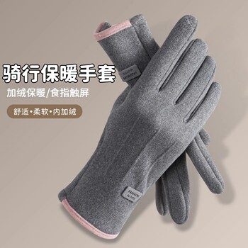Women's Gloves 2025 New Autumn and Winter Windproof Fleece-Lined Warm Touchscreen Cold-Proof Outdoor Riding Electric Bike Non-Slip Thickened