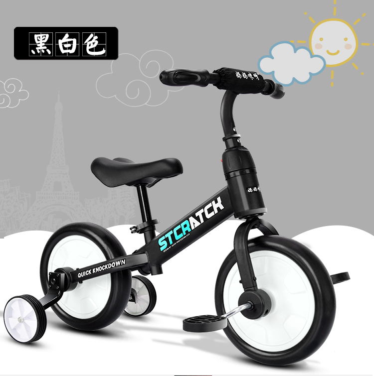 giá xe thăng bằng Xe cân bằng trẻ em không có bàn đạp 1-3 tuổi xe tay ga ba bánh xe ba bánh cân bằng xe đạp hai trong một - Smart Scooter xe thăng bằng em bé vàng