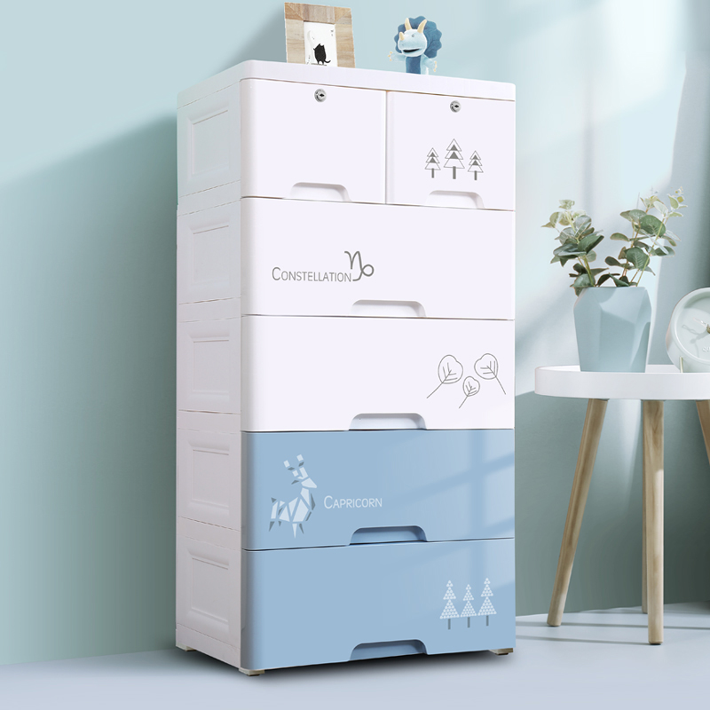 Cartoon thick drawer type storage cabinet children's plastic simple wardrobe baby wardrobe locker baby chest of drawers